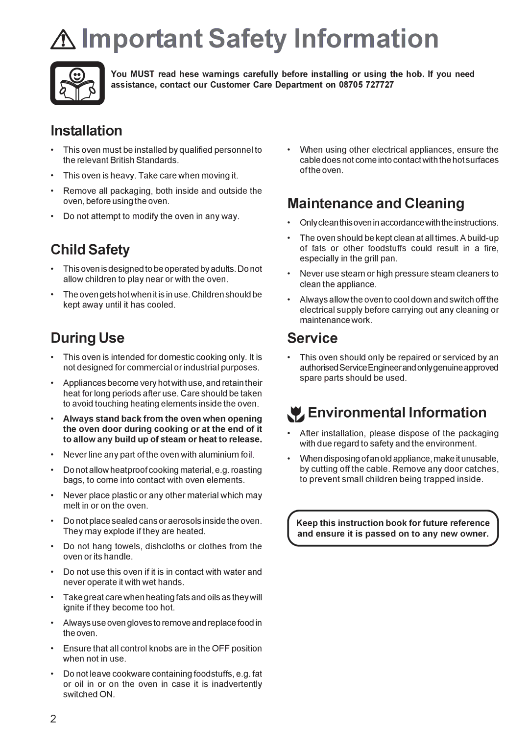 Zanussi ZBS 663 manual Important Safety Information 