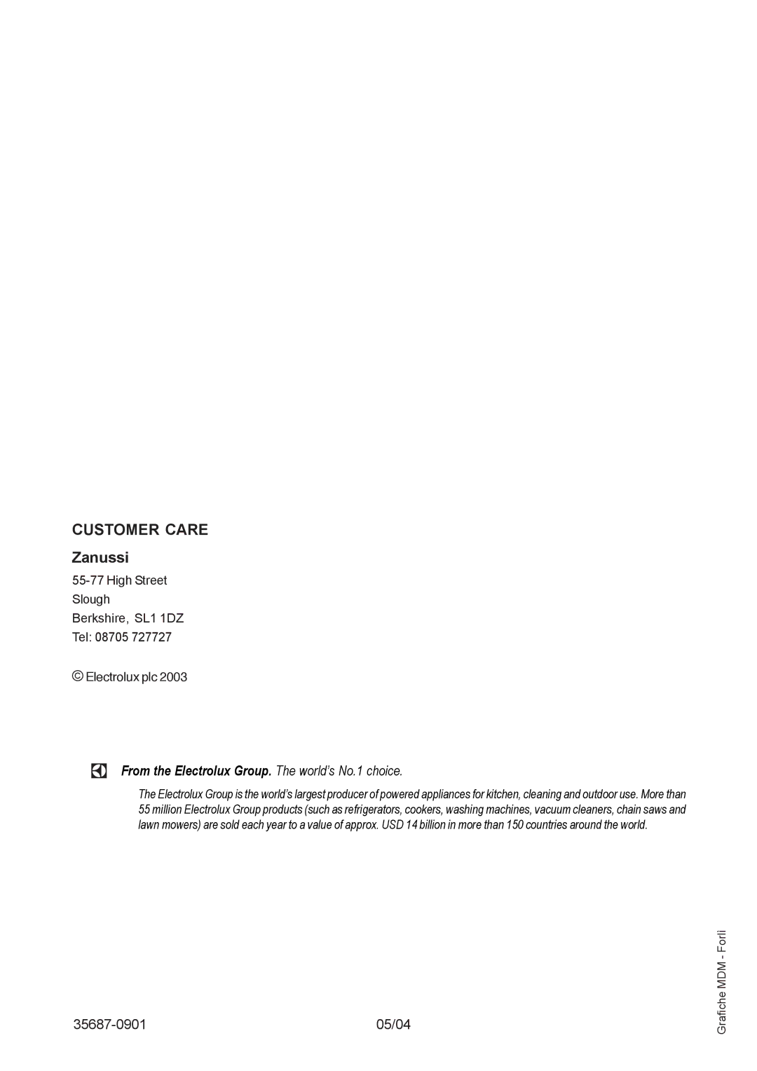 Zanussi ZBS 663 manual Customer Care 