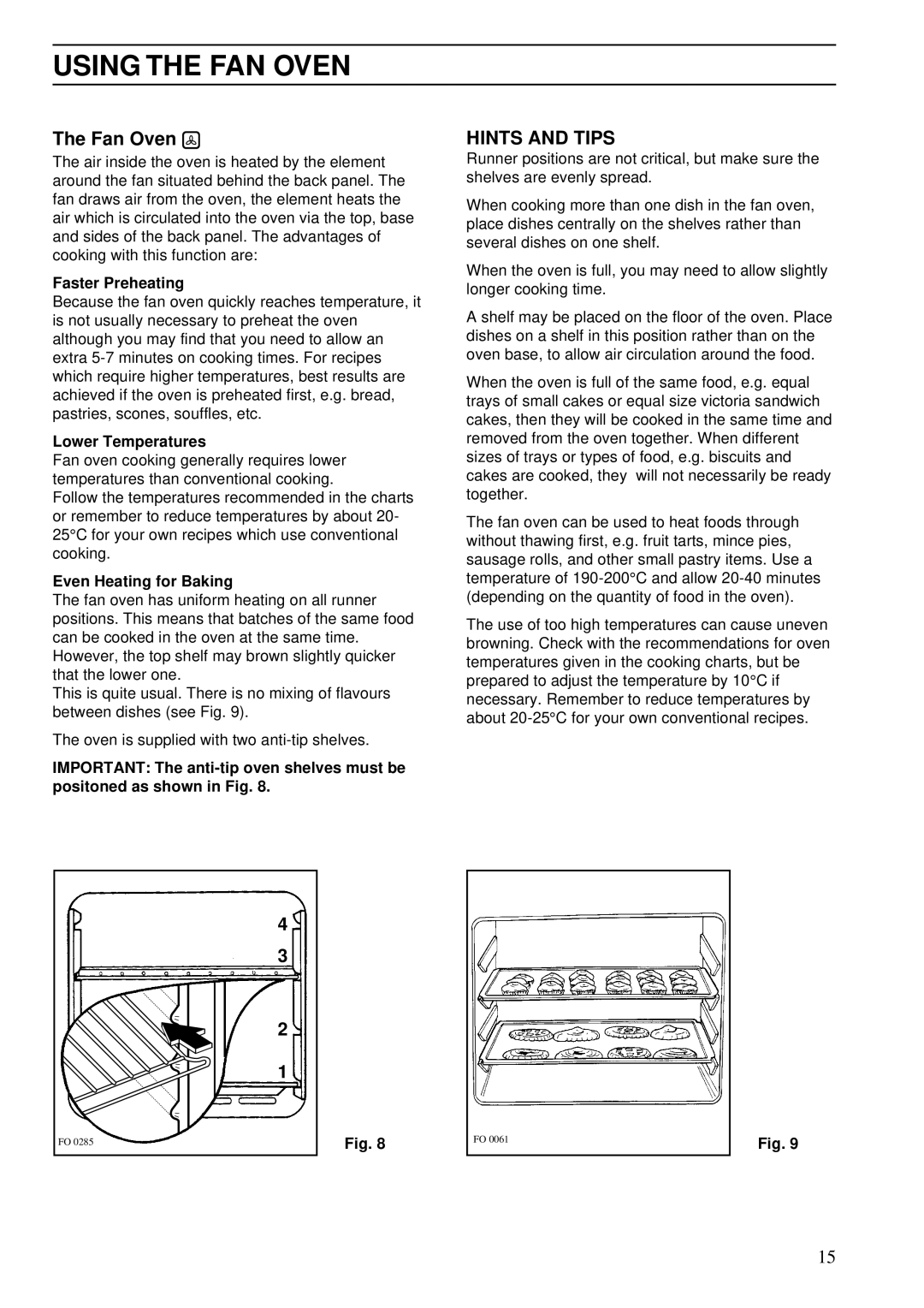 Zanussi ZBS 701 installation manual Using the FAN Oven, Fan Oven, Hints and Tips 