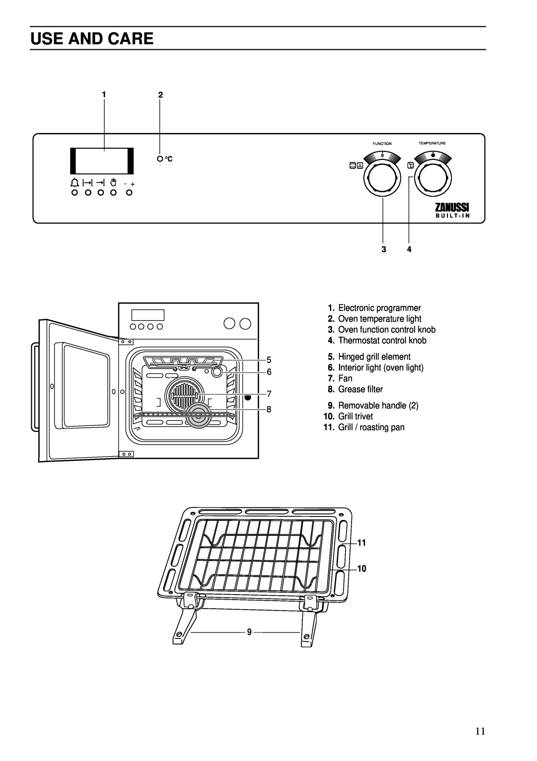 Zanussi ZBS 701 installation manual Use And Care, B U I L T - I N, Function, Temperature 