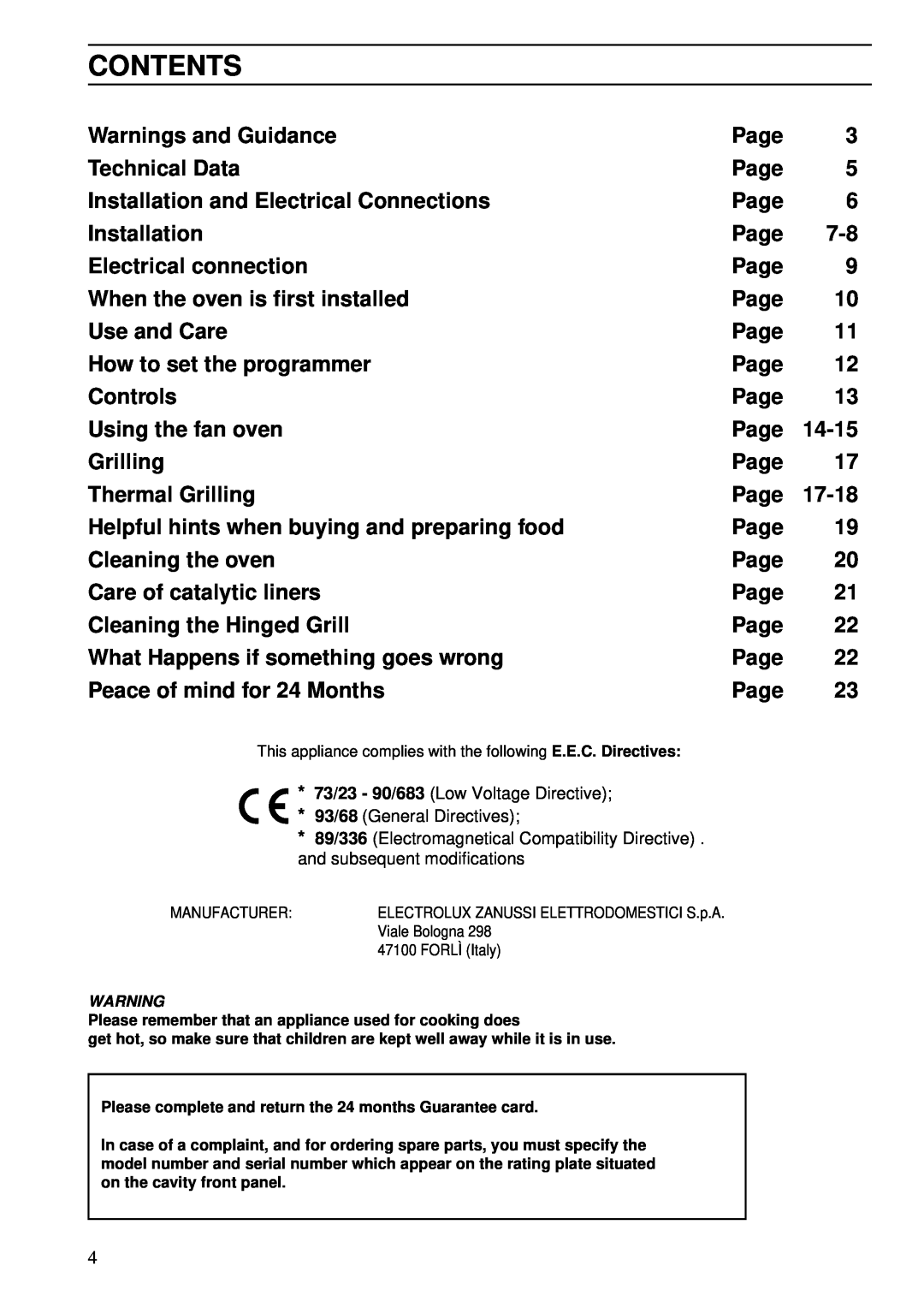 Zanussi ZBS 701 installation manual Contents 