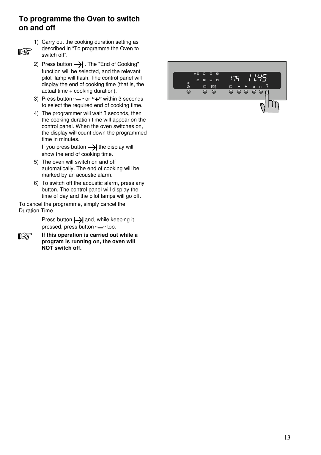 Zanussi ZBS 773 manual To programme the Oven to switch on and off 