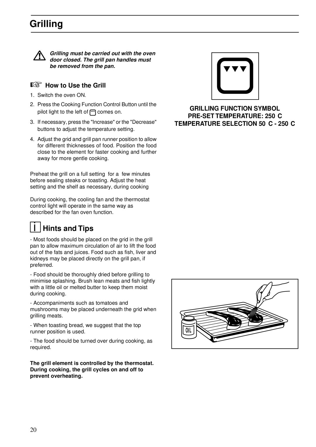 Zanussi ZBS 773 manual Grilling, How to Use the Grill 