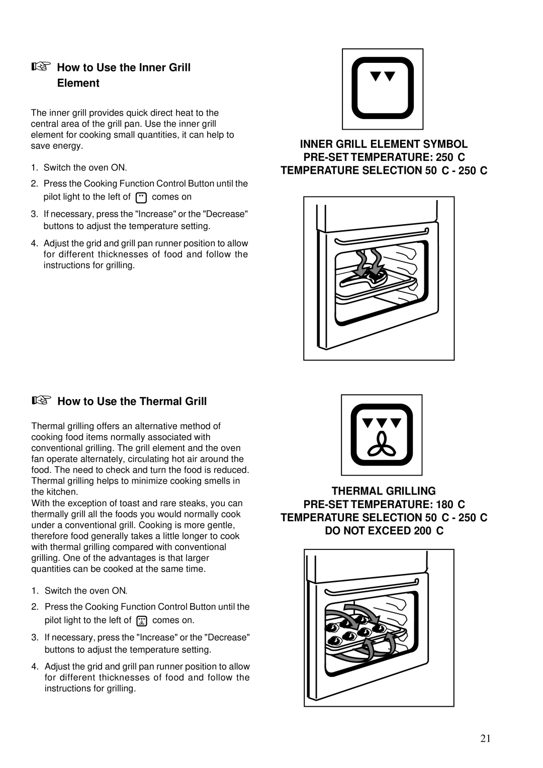 Zanussi ZBS 773 manual How to Use the Inner Grill Element, How to Use the Thermal Grill 