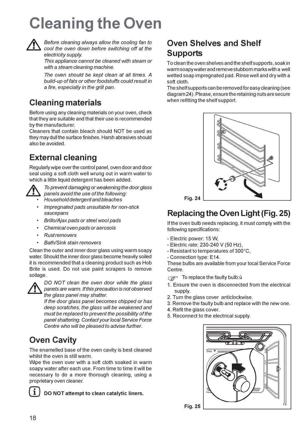 Zanussi ZBS 963 manual Cleaning the Oven 