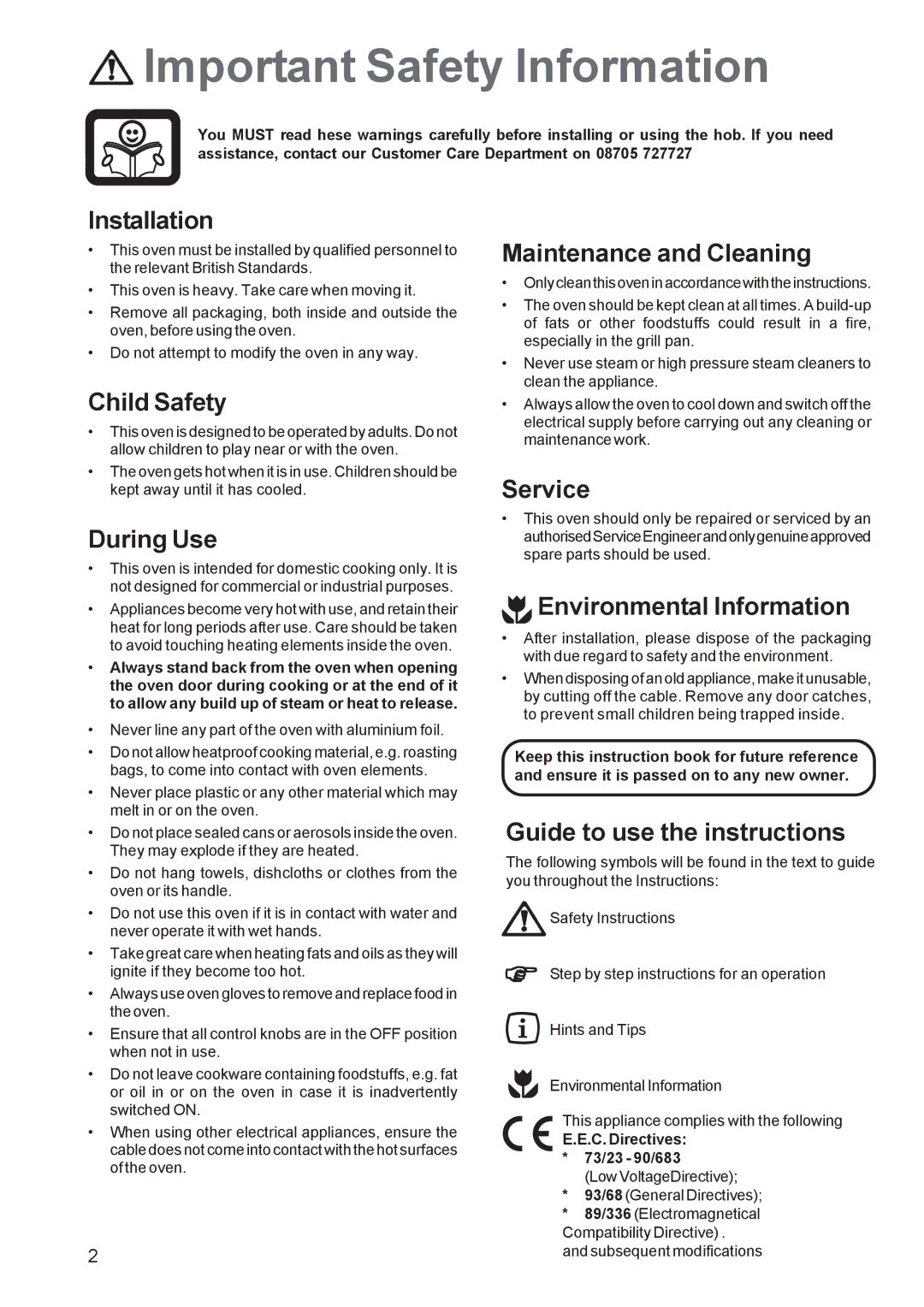 Zanussi ZBS 963 manual Important Safety Information 