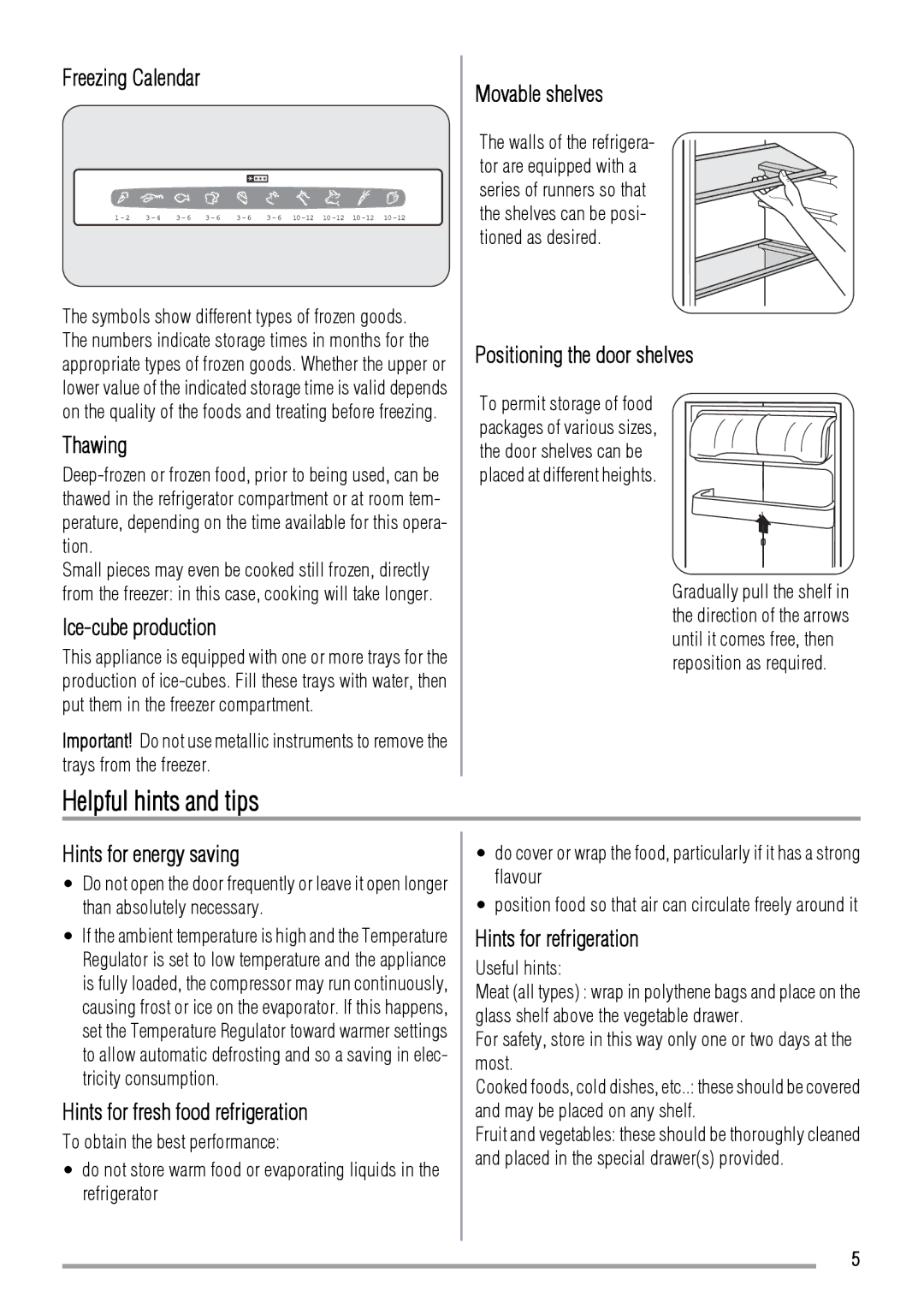 Zanussi ZBT3204 user manual Helpful hints and tips 