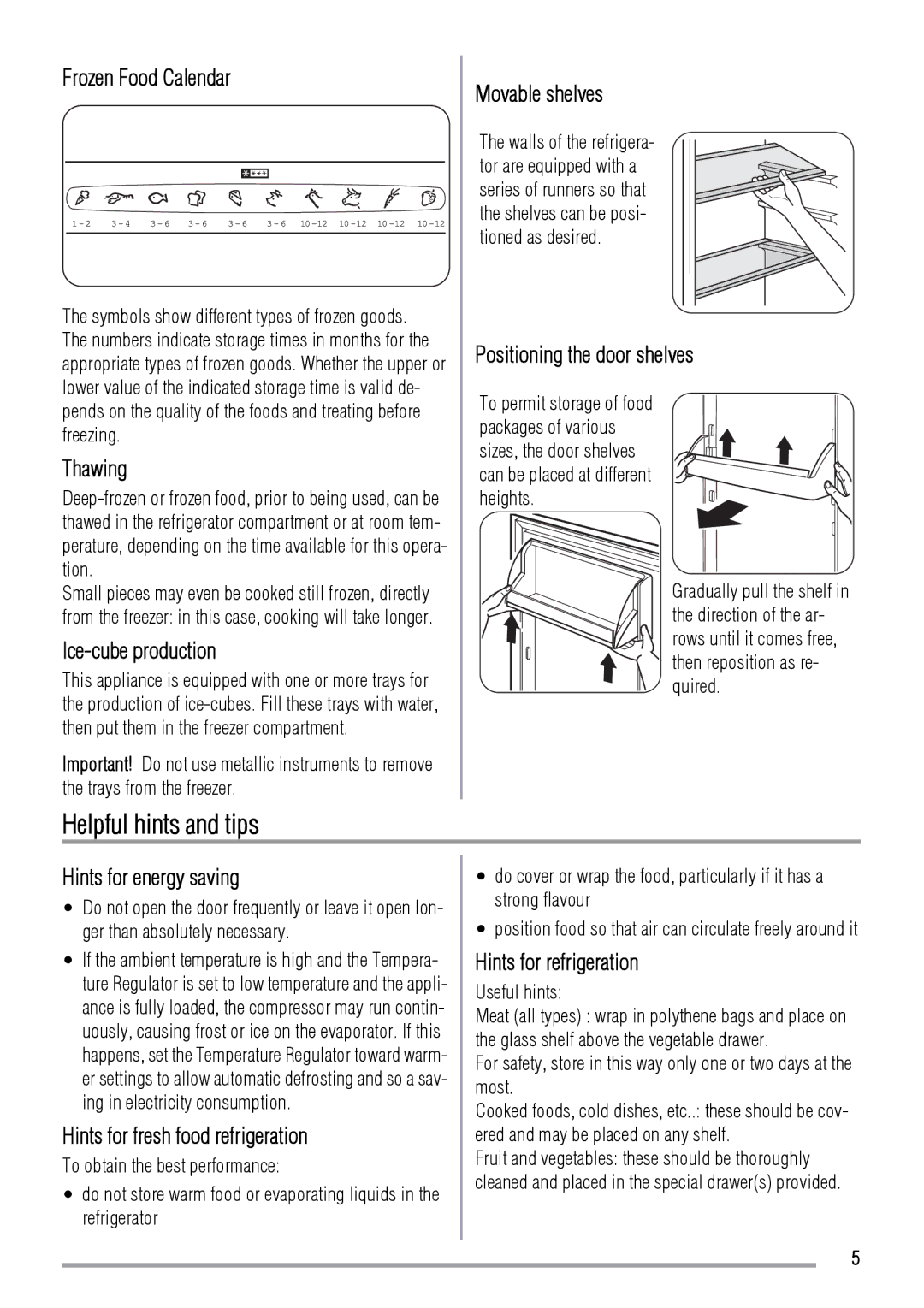 Zanussi ZBT6234 user manual Helpful hints and tips 