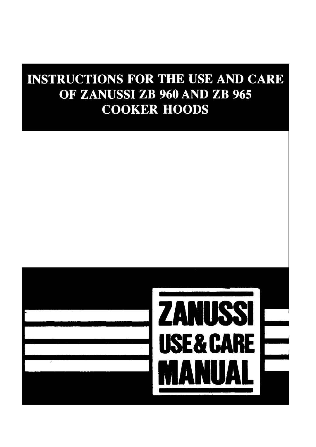 Zanussi ZBW960, ZBW965 manual 