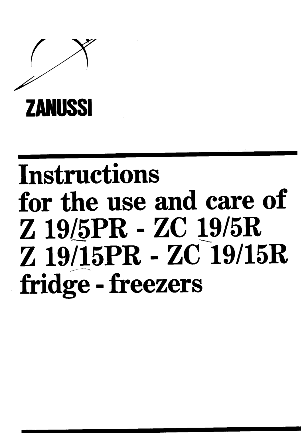 Zanussi ZC 19/15R, ZC 19/5R, Z 19/15PR, Z 19/5PR manual 