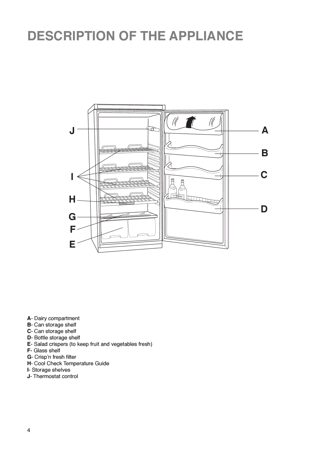 Zanussi ZC 85 L manual Description of the Appliance 