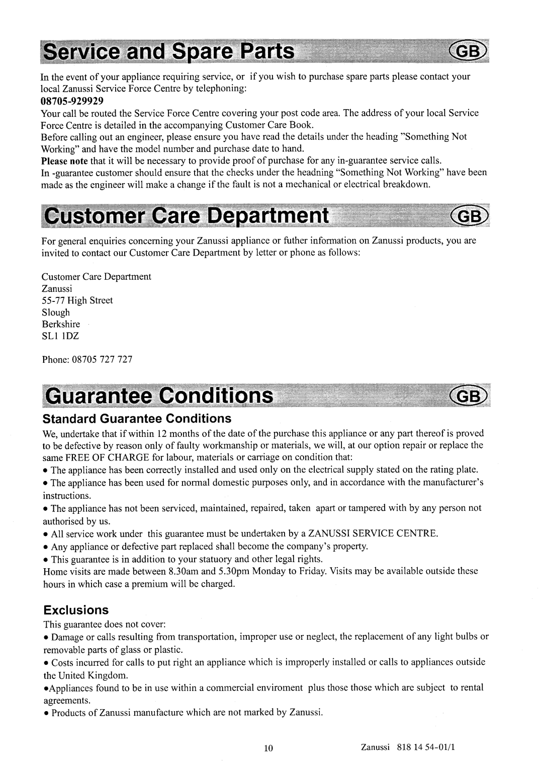 Zanussi ZC135R manual 