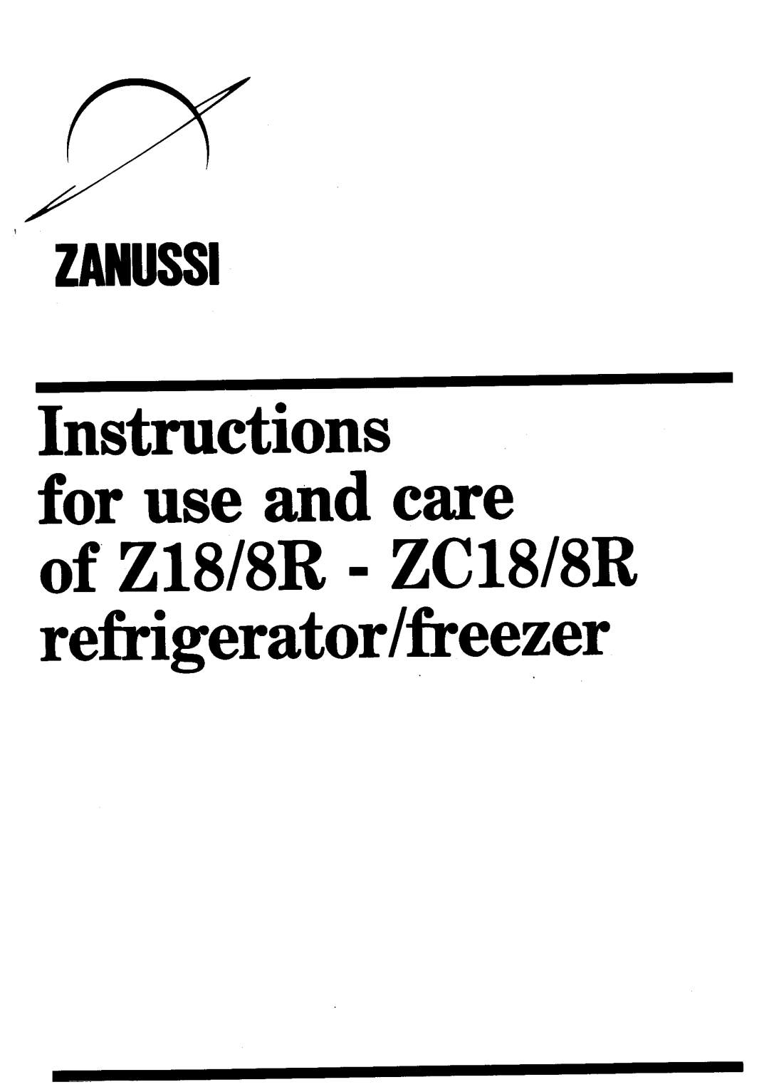 Zanussi Z18/8R, ZC18/8R manual 