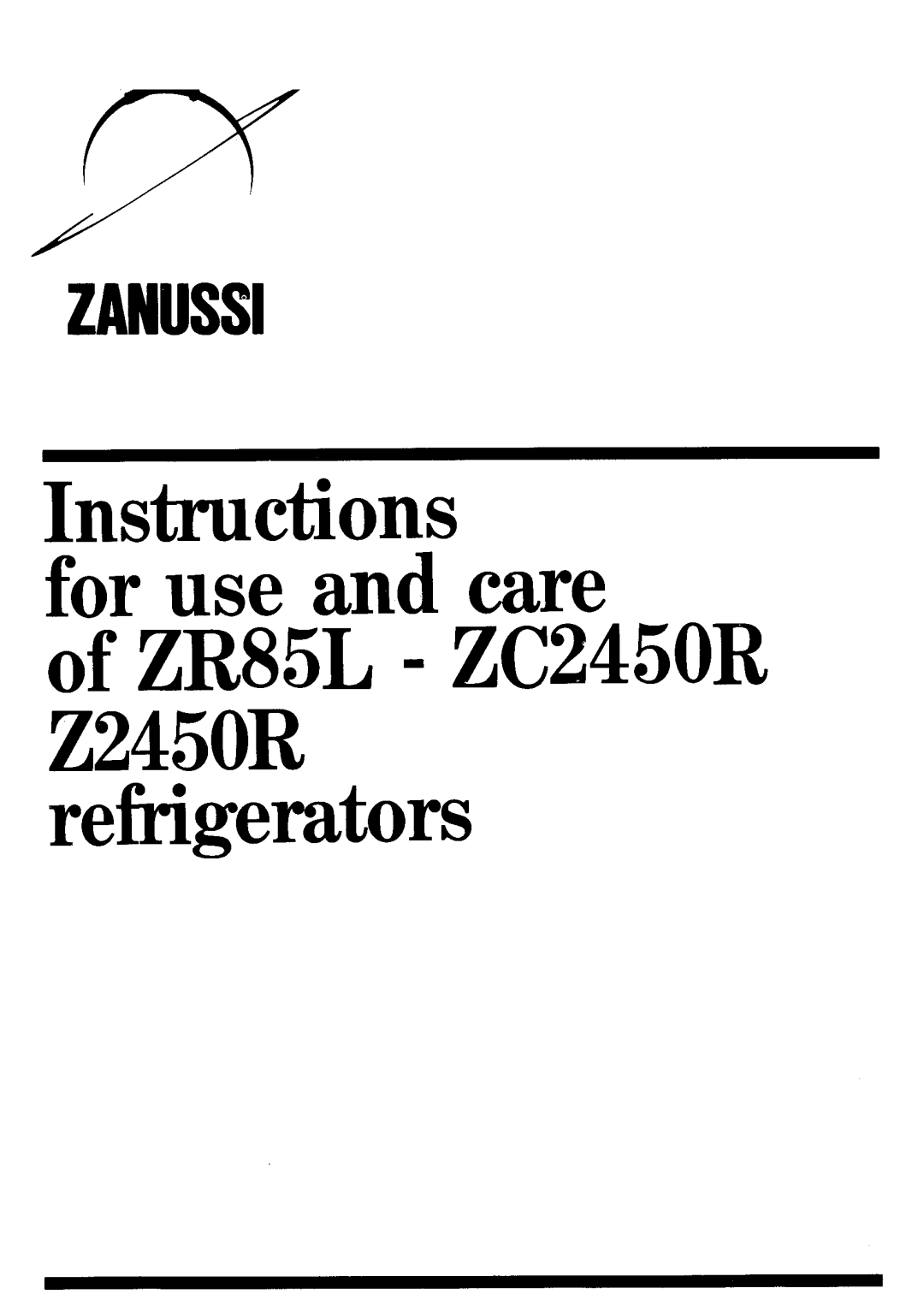 Zanussi ZR85L, ZC2450R manual 