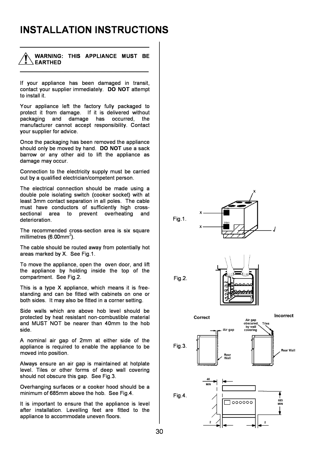 Zanussi ZCE 5001, ZCE 5000 manual Installation Instructions, Warning This Appliance Must Be Earthed 
