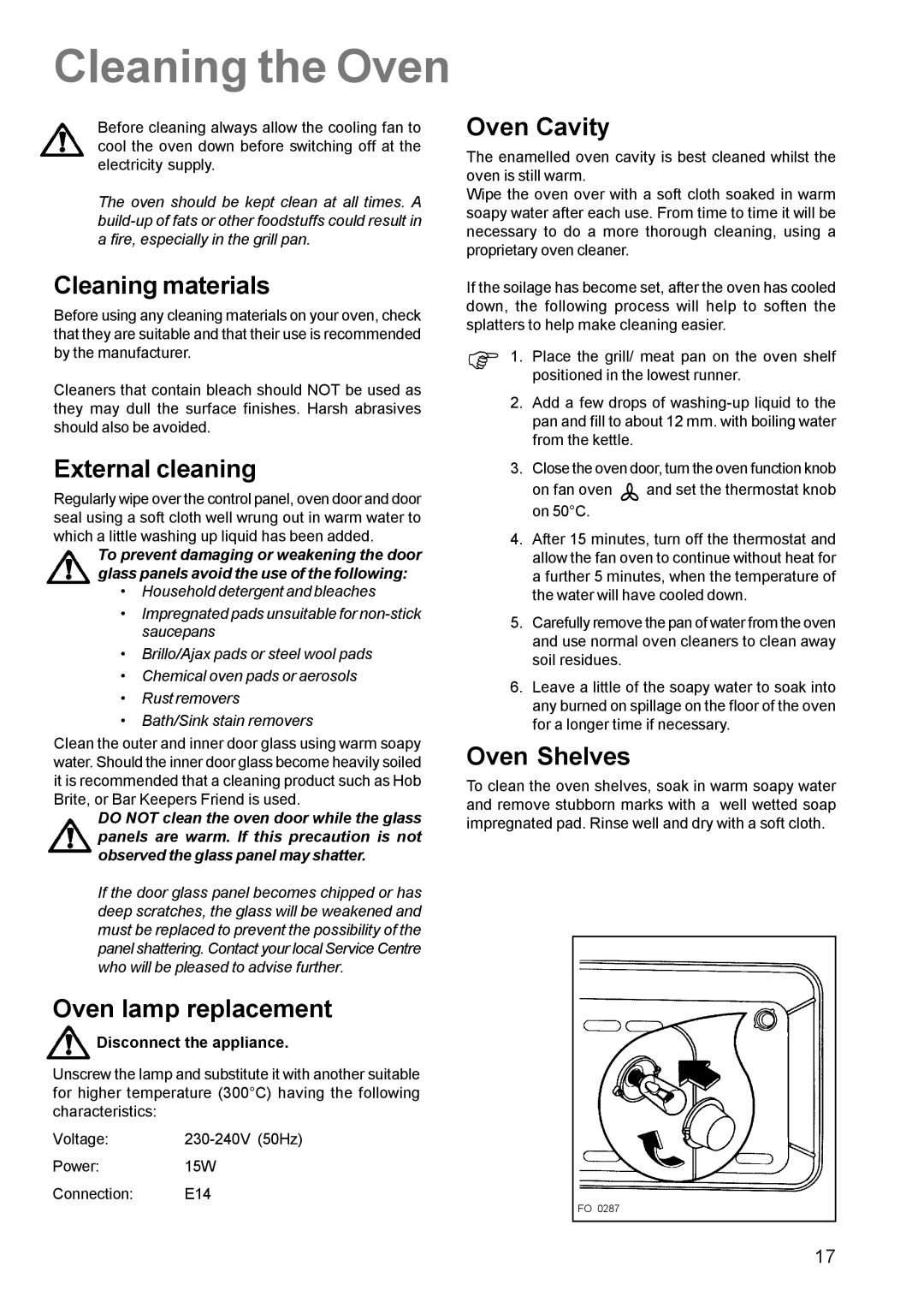 Zanussi ZCE 611 manual Cleaning the Oven 