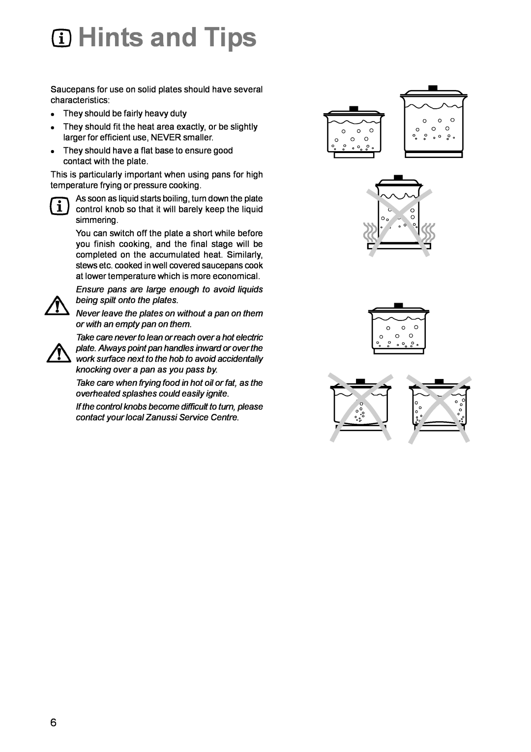 Zanussi ZCE 611 manual Hints and Tips 