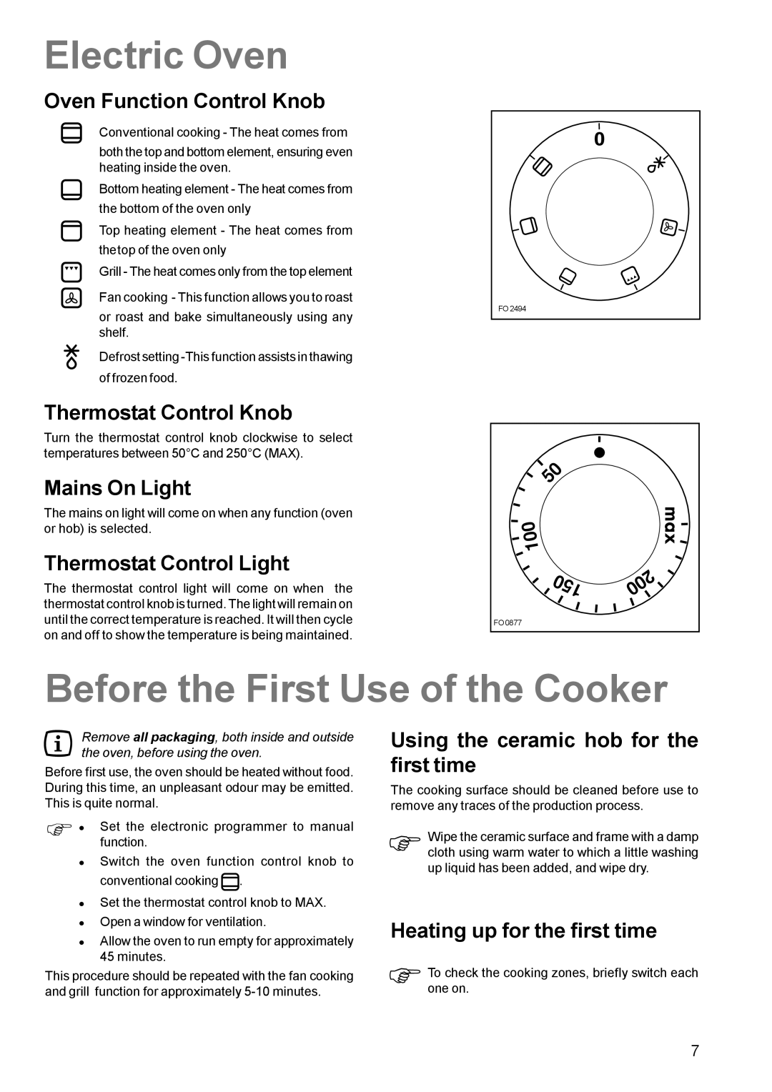 Zanussi ZCE 631 manual Electric Oven, Before the First Use of the Cooker 