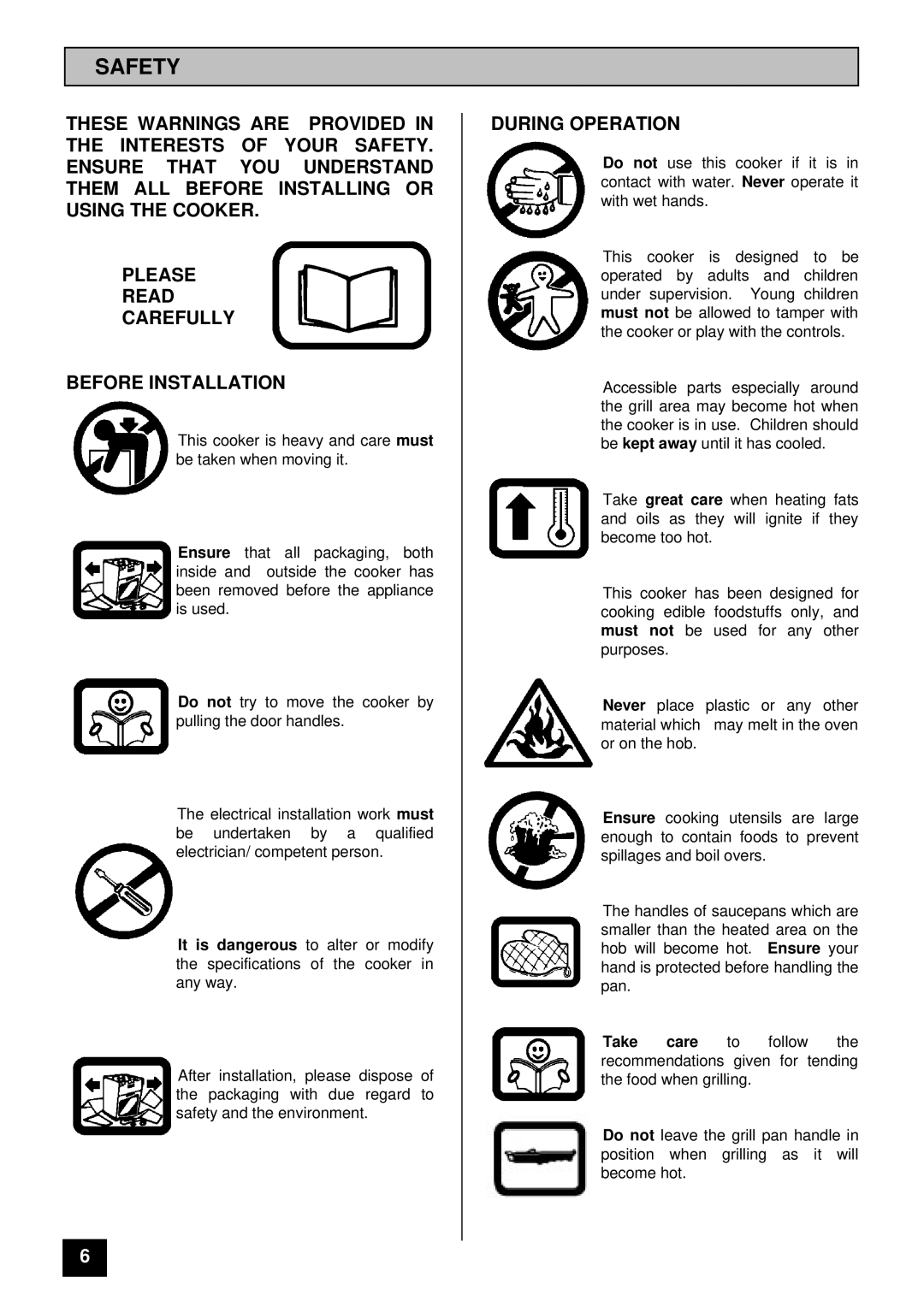 Zanussi ZCE 7200 manual Safety, During Operation 