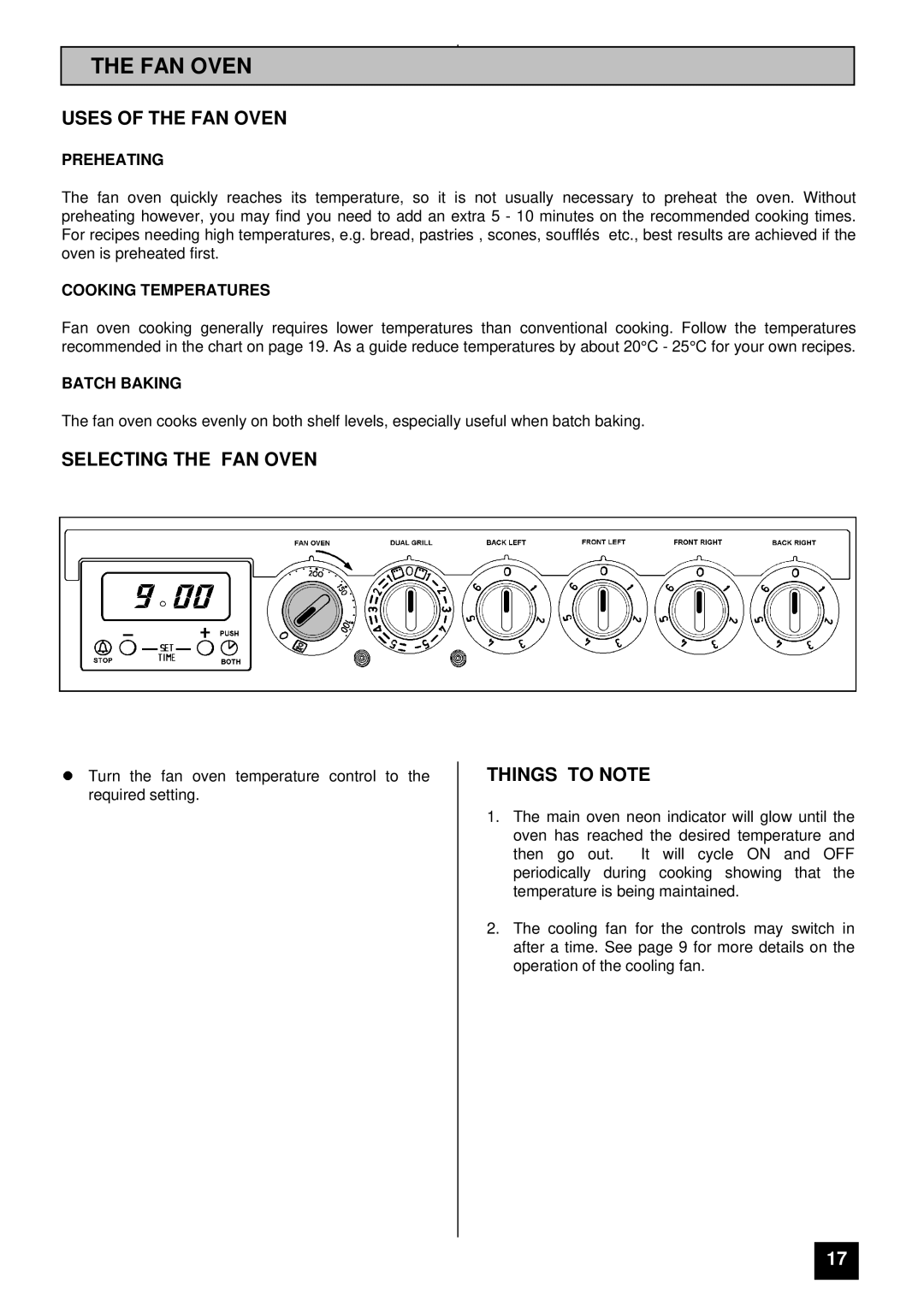 Zanussi ZCE 7300 manual Uses of the FAN Oven, Selecting the FAN Oven 