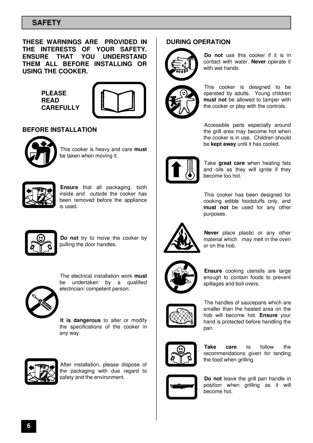 Zanussi ZCE 7300 manual Safety, During Operation 