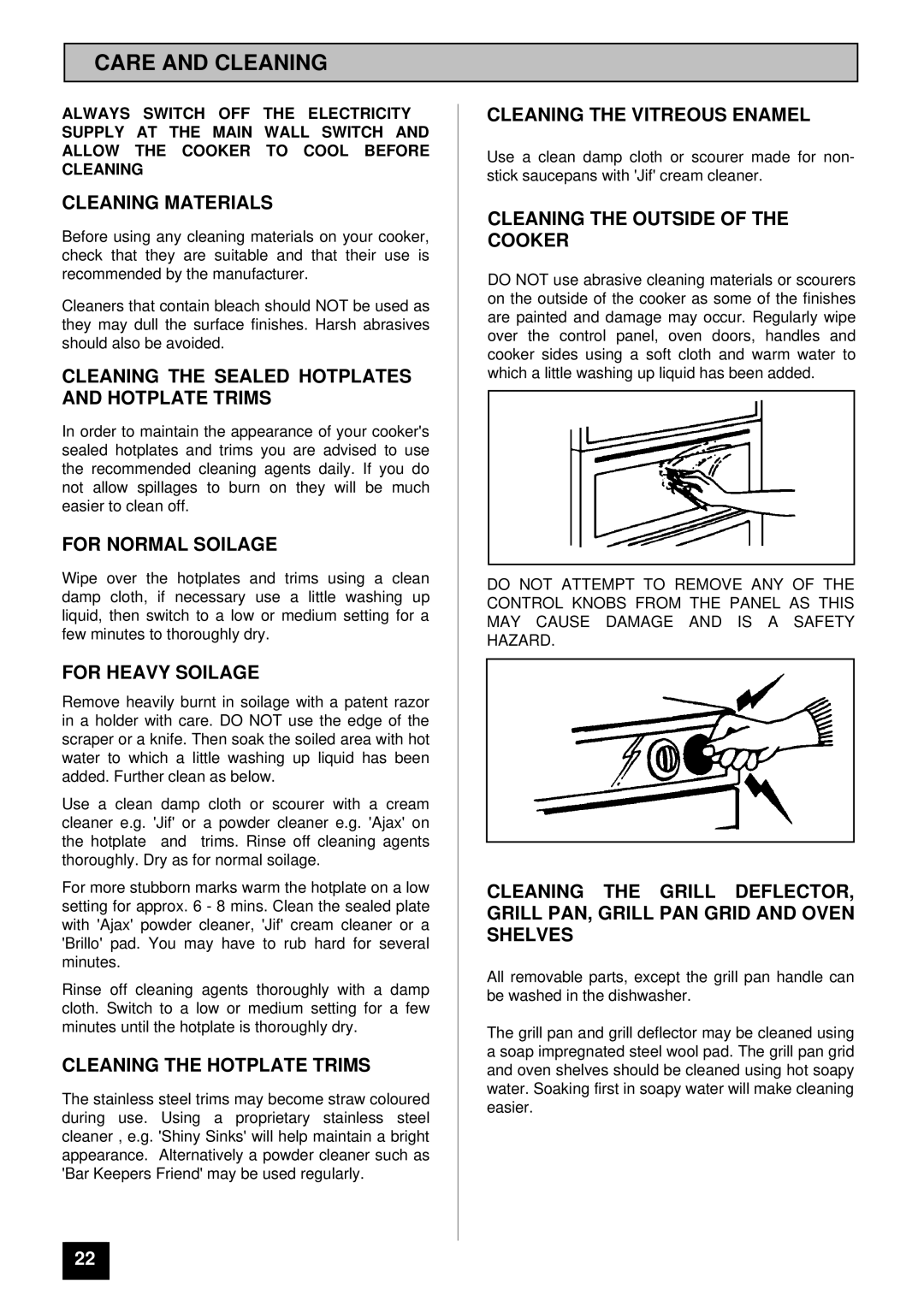 Zanussi ZCE 7350 manual Care and Cleaning 