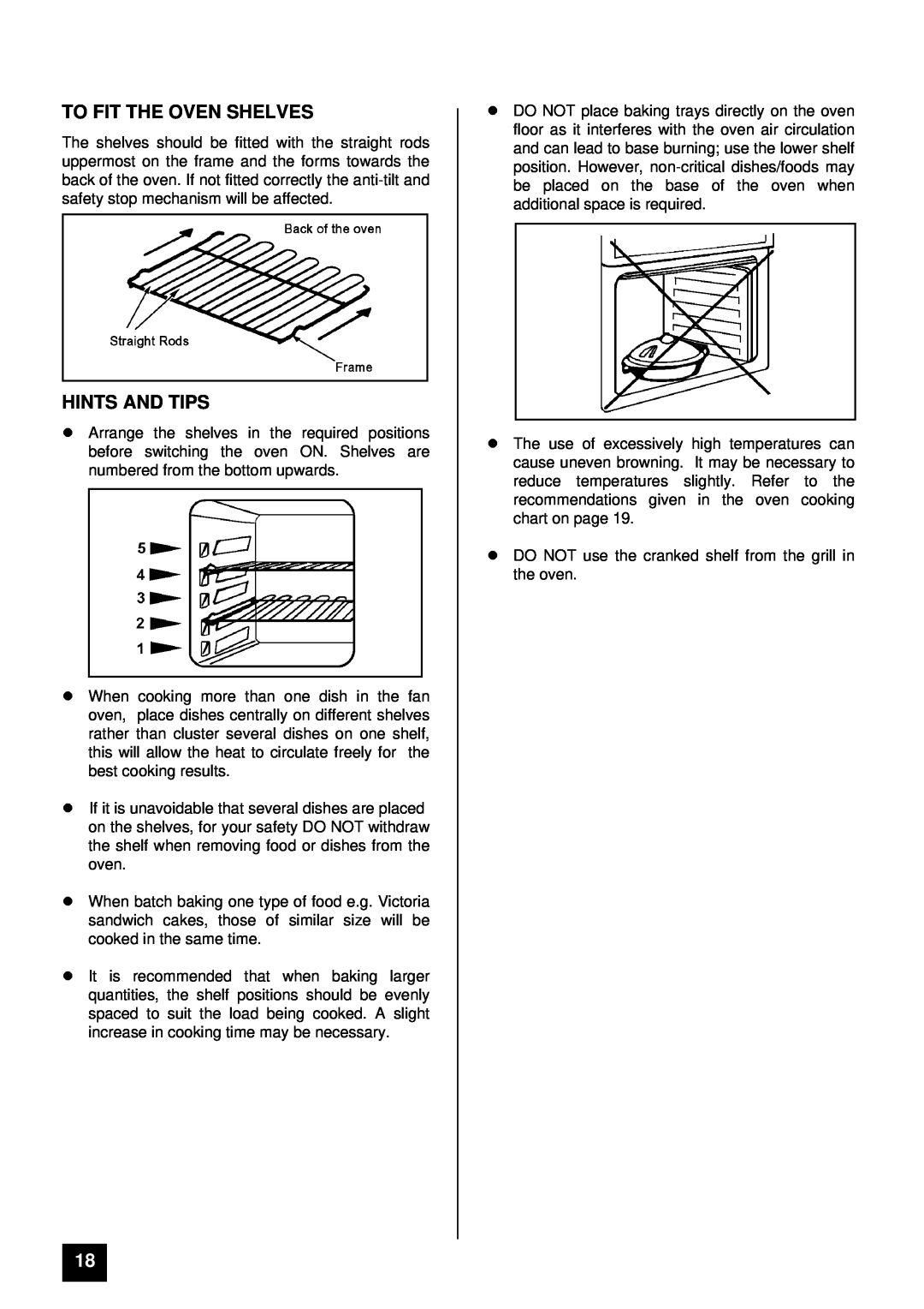 Zanussi ZCE 7350 manual To Fit The Oven Shelves, lHINTS AND TIPS 