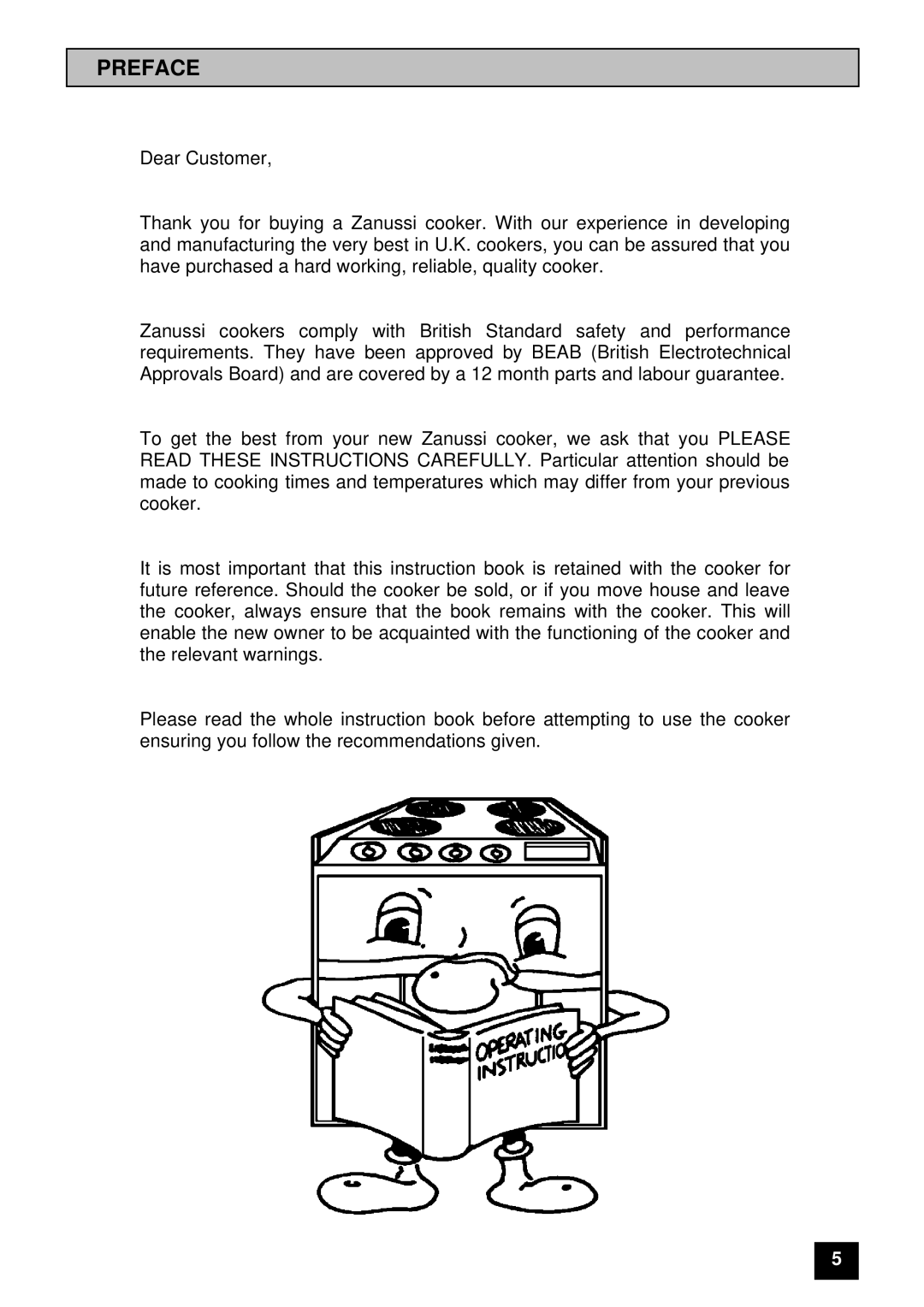 Zanussi ZCE 7400 manual Preface 