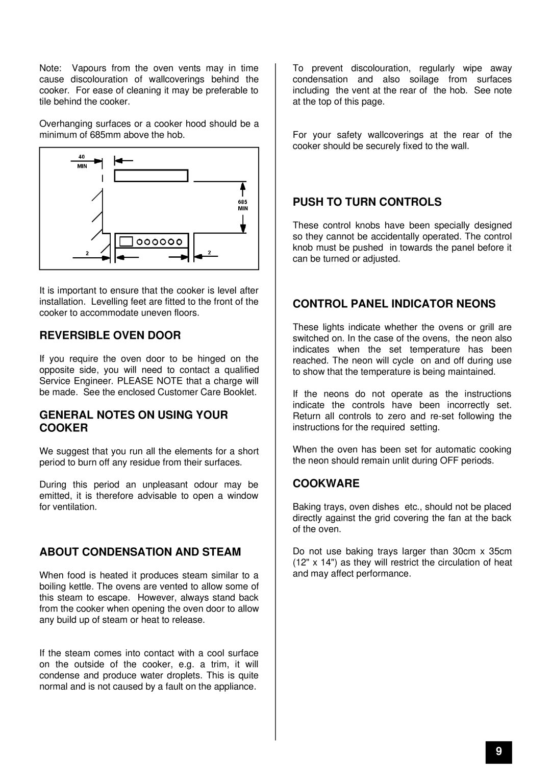 Zanussi ZCE 7400 manual Reversible Oven Door, General Notes on Using Your Cooker, About Condensation and Steam, Cookware 