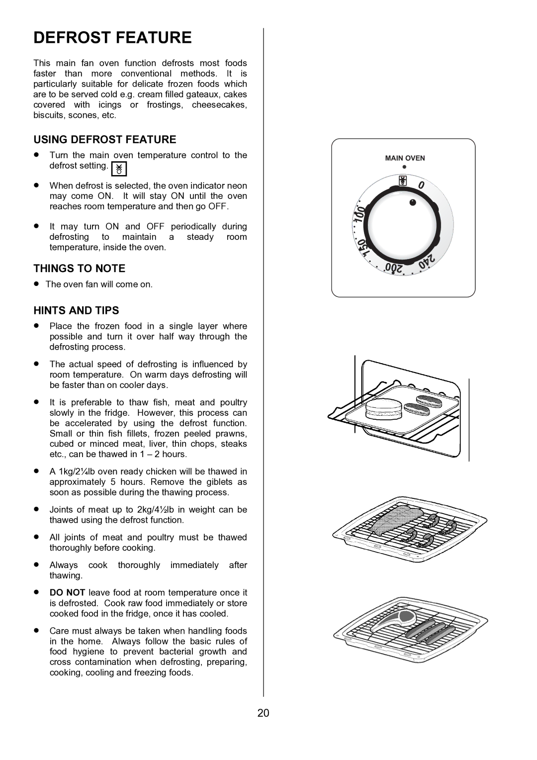 Zanussi ZCE 7550, ZCE 7551 manual Using Defrost Feature 