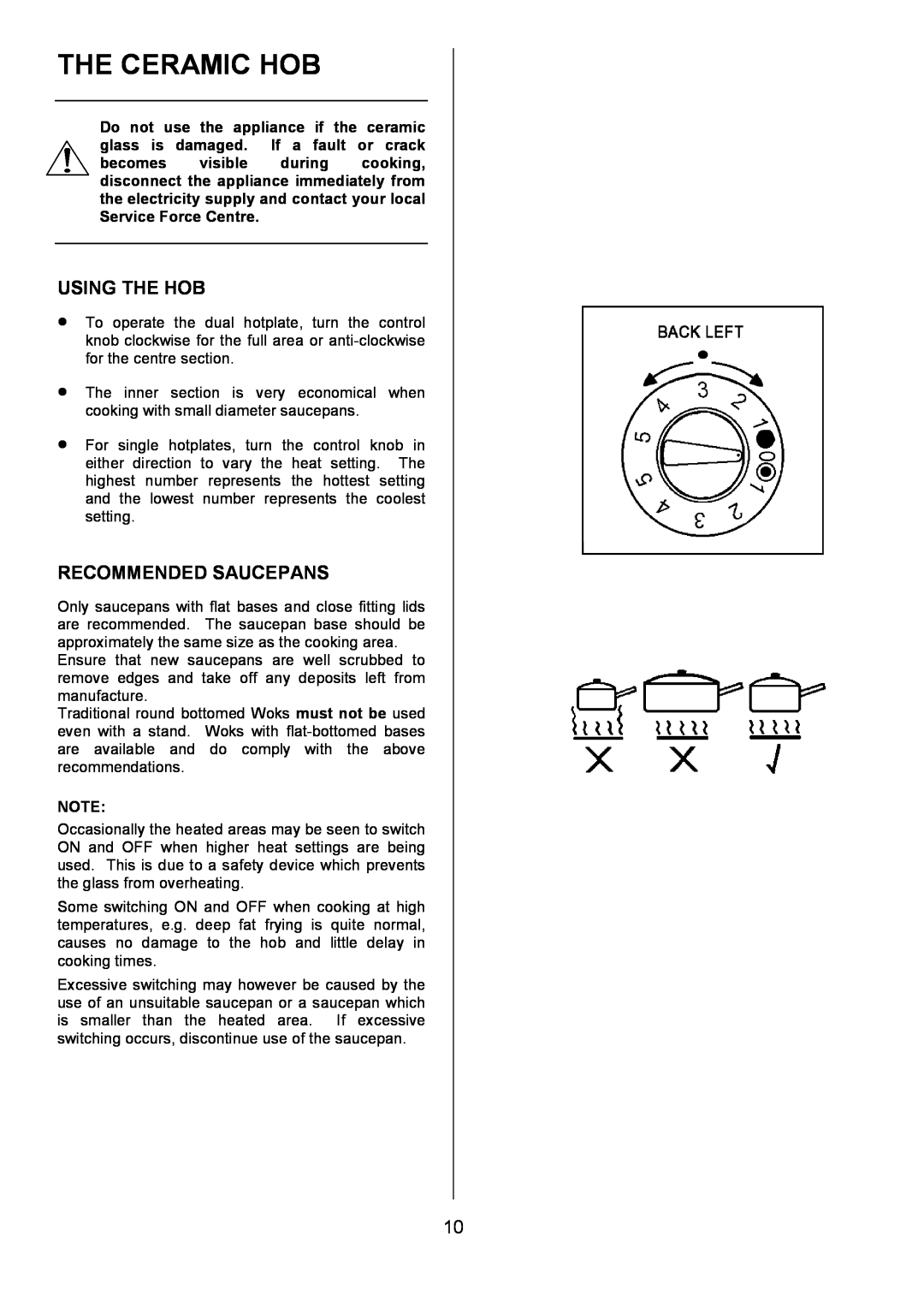 Zanussi ZCE 7680, ZCE 7690 manual The Ceramic Hob, Using The Hob, Recommended Saucepans 