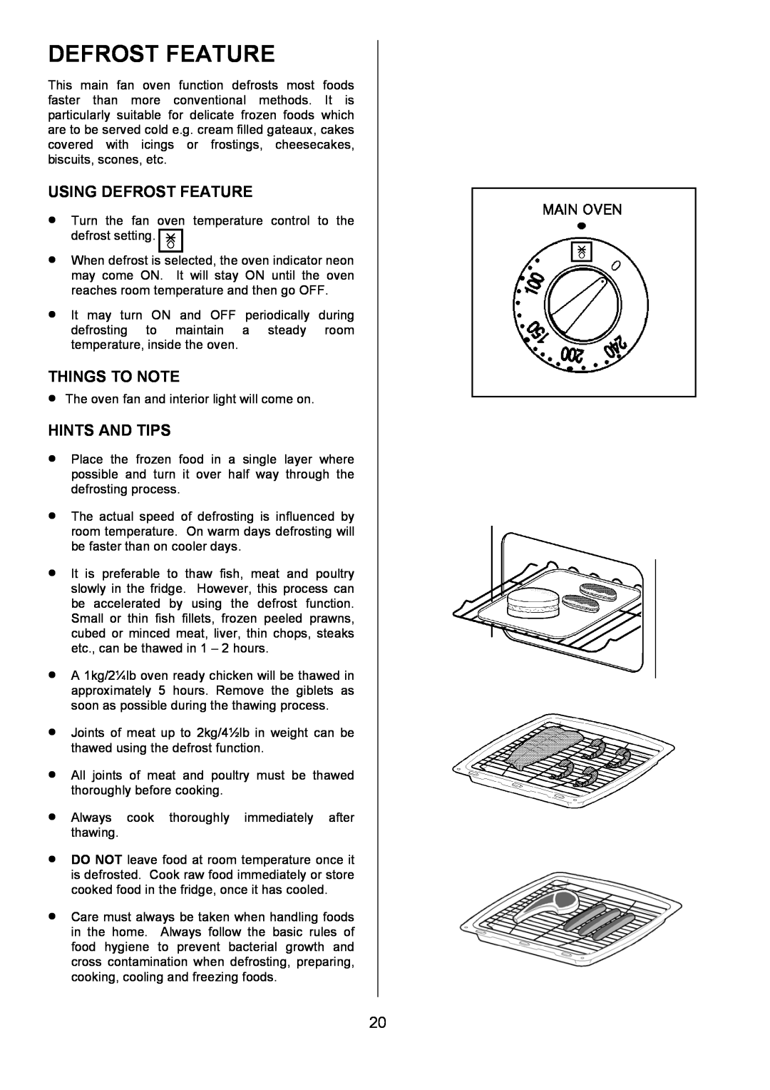 Zanussi ZCE 7680, ZCE 7690 manual Using Defrost Feature, Things To Note, Hints And Tips 