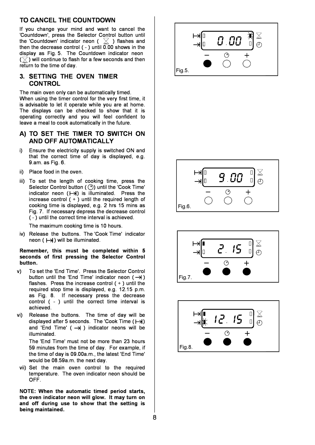 Zanussi ZCE 7680, ZCE 7690 manual To Cancel The Countdown, Setting The Oven Timer Control 