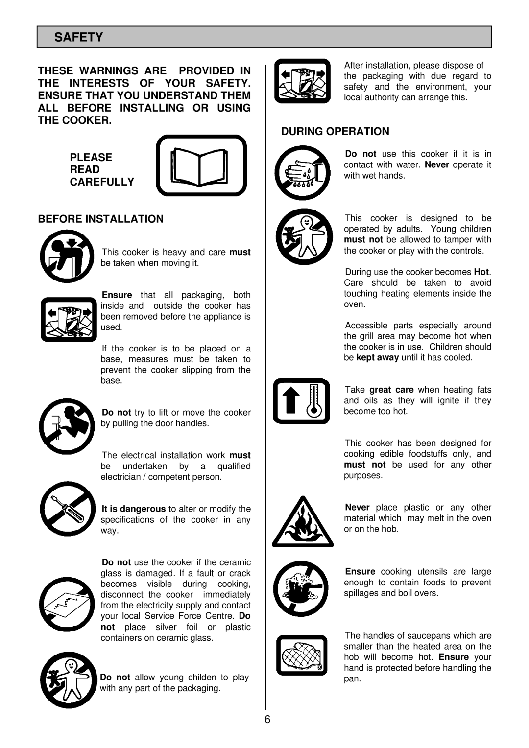 Zanussi ZCE 7700X manual Safety, During Operation 