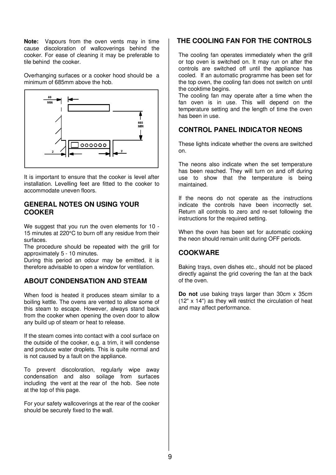 Zanussi ZCE 7700X General Notes on Using Your Cooker, About Condensation and Steam, Cooling FAN for the Controls, Cookware 