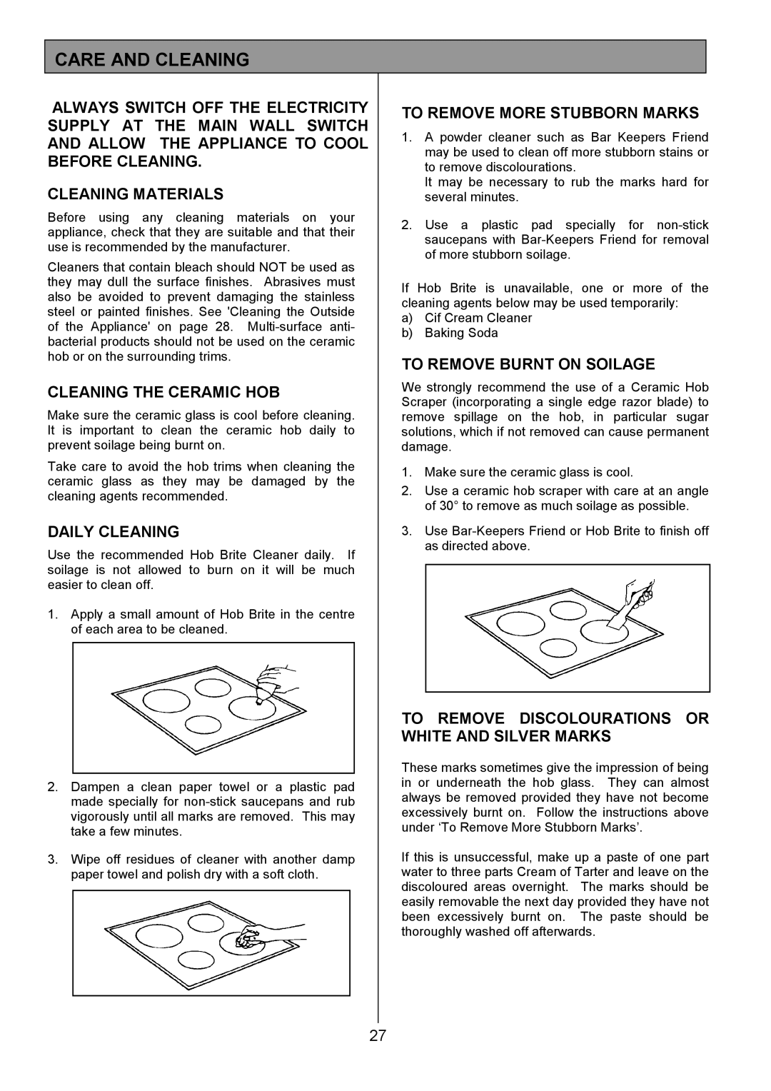 Zanussi ZCE 7701 manual Care and Cleaning 