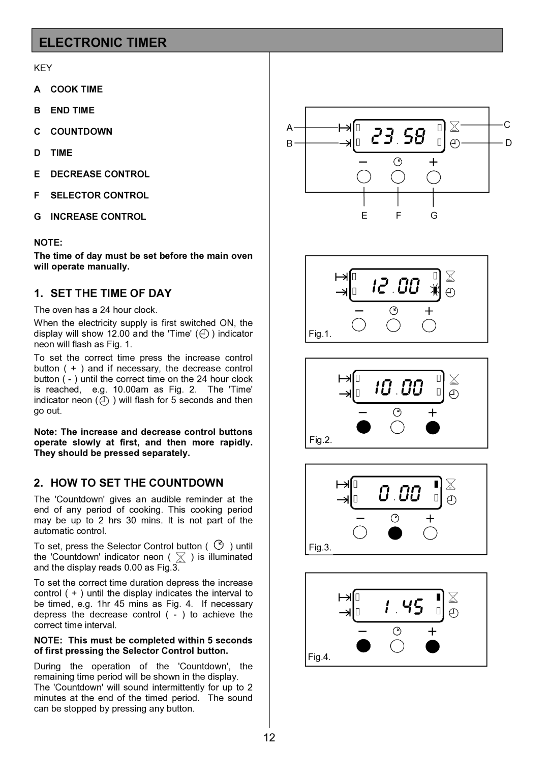 Zanussi ZCE 7702 manual Electronic Timer, SET the Time of DAY, HOW to SET the Countdown 