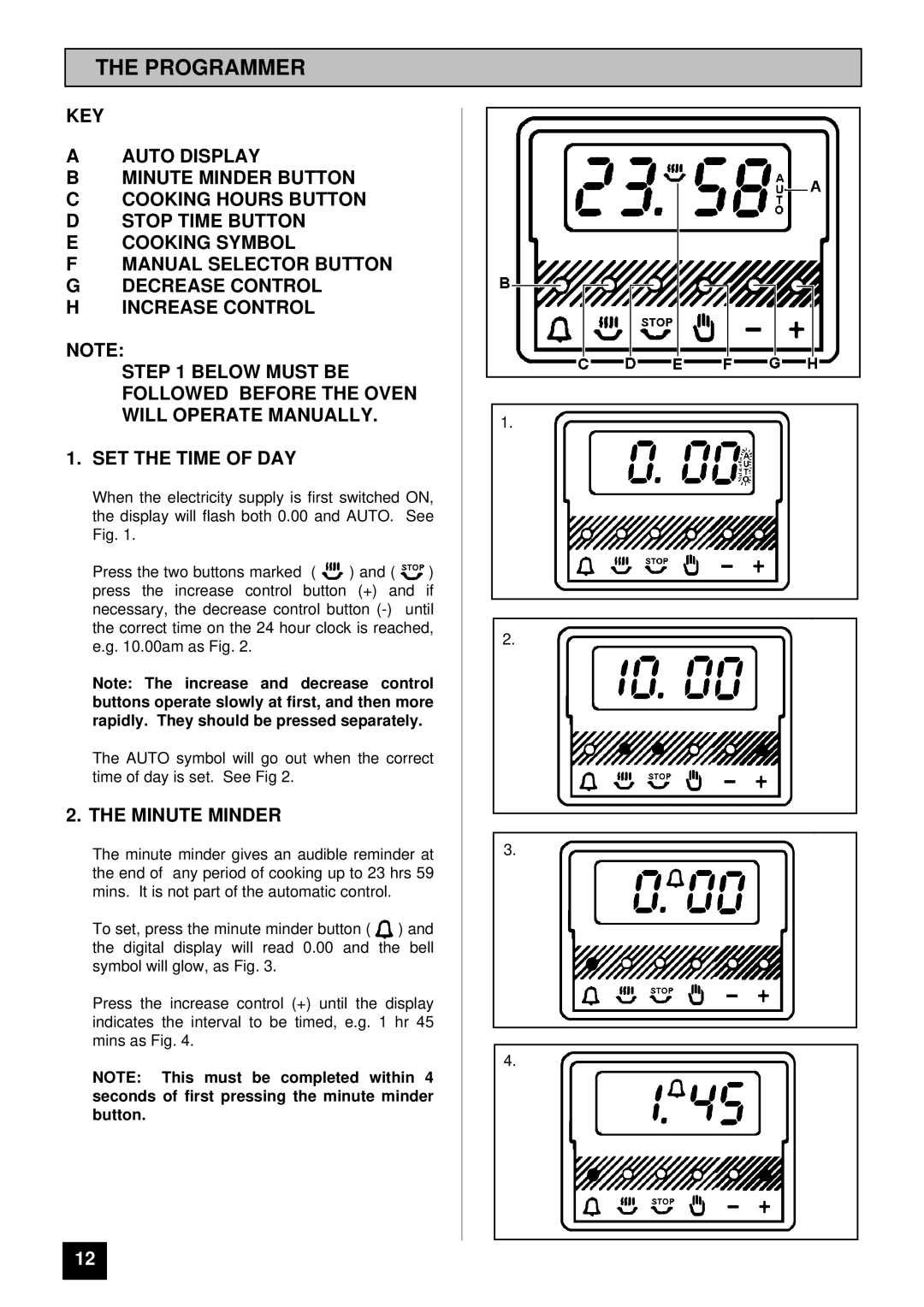 Zanussi ZCE 7800, ZCE 7600 manual Programmer, Minute Minder 