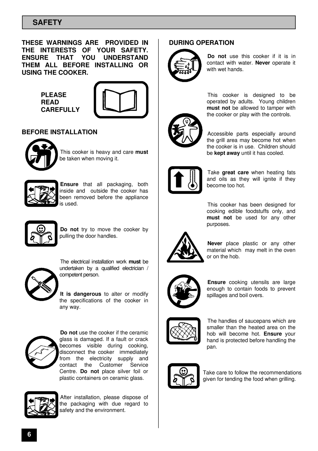 Zanussi ZCE 7800, ZCE 7600 manual Safety, During Operation 