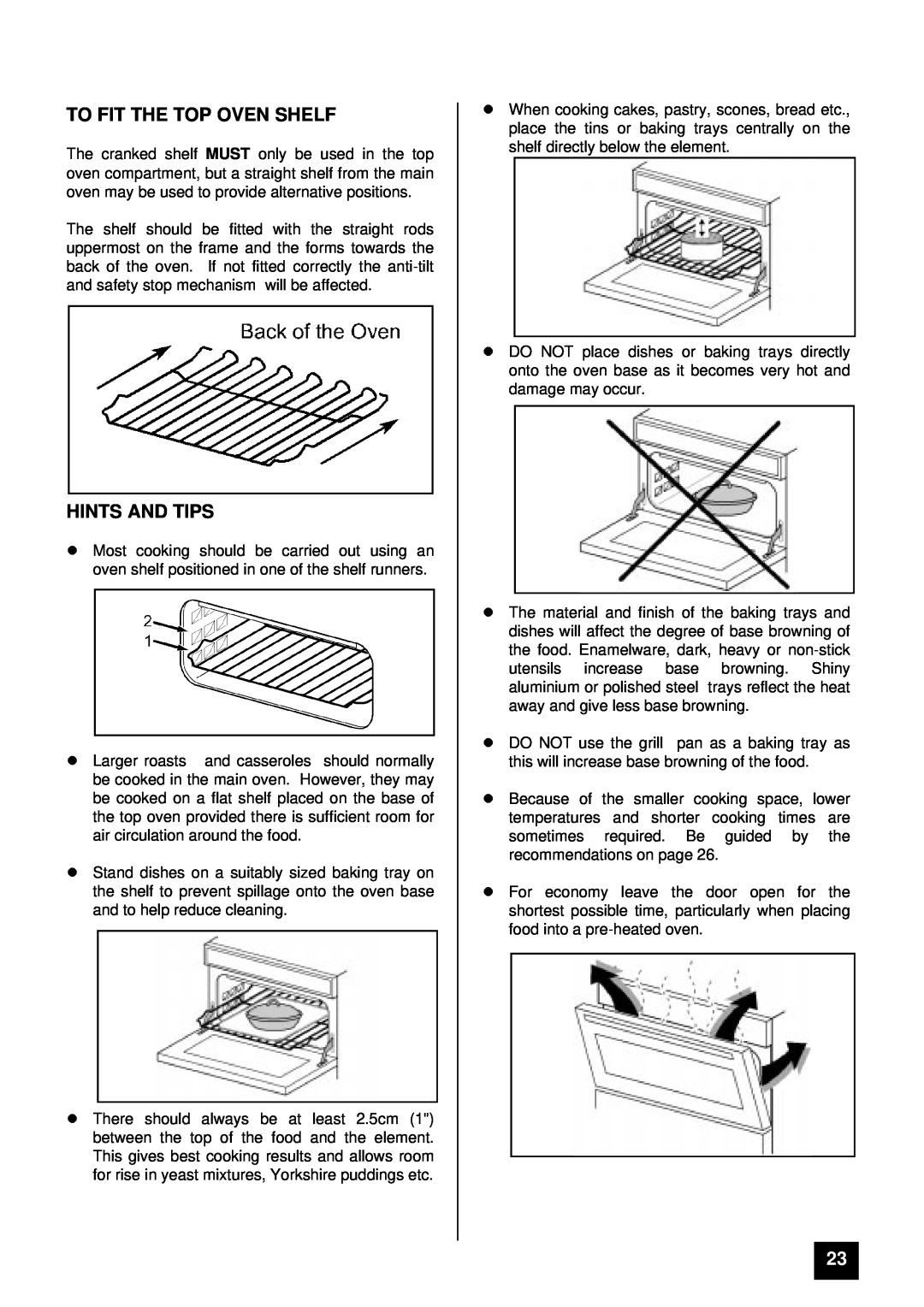 Zanussi ZCE 7600, ZCE 7800 manual To Fit The Top Oven Shelf, lHINTS AND TIPS 