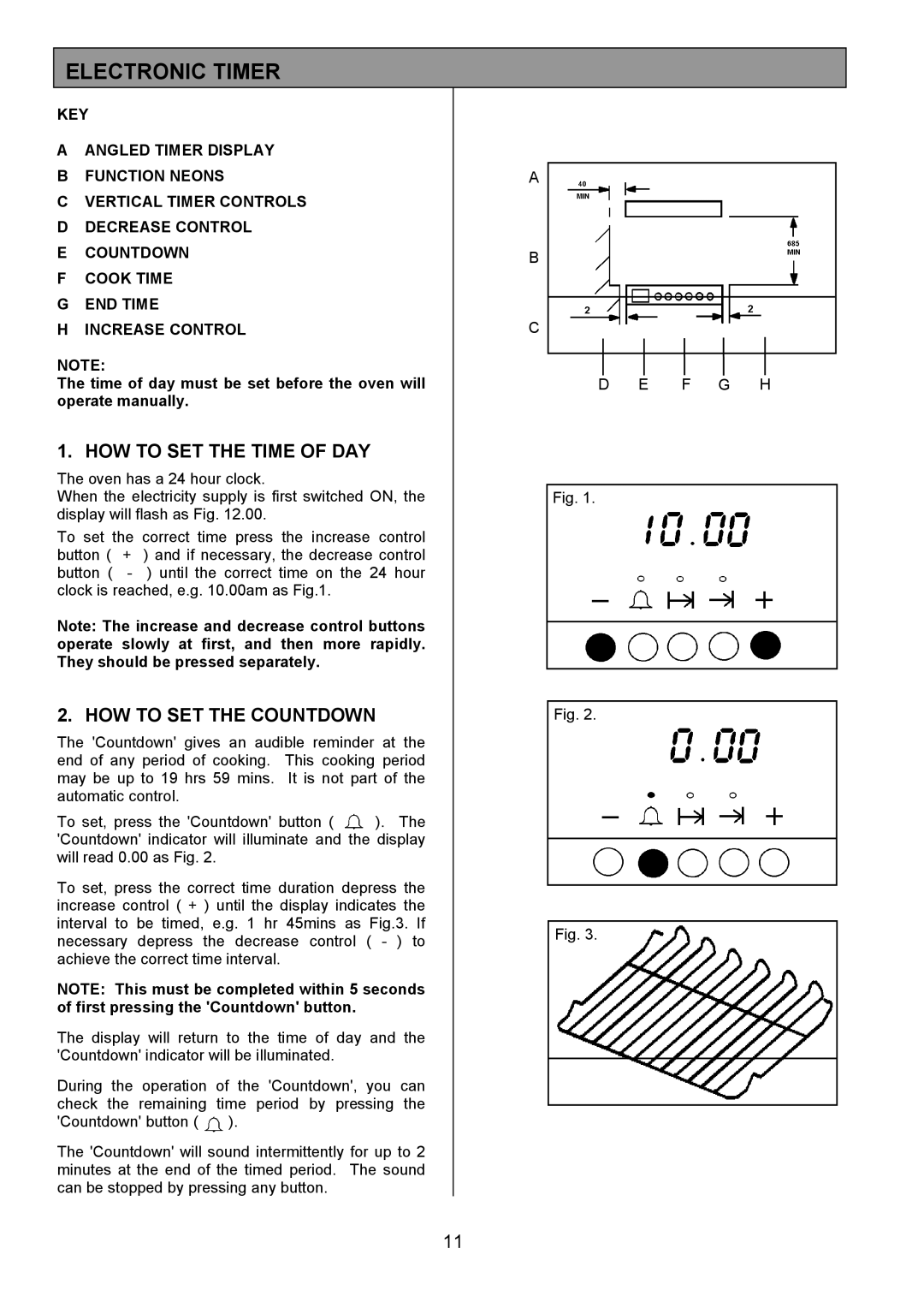 Zanussi ZCE 8020AX/CH manual Electronic Timer, HOW to SET the Time of DAY, HOW to SET the Countdown 