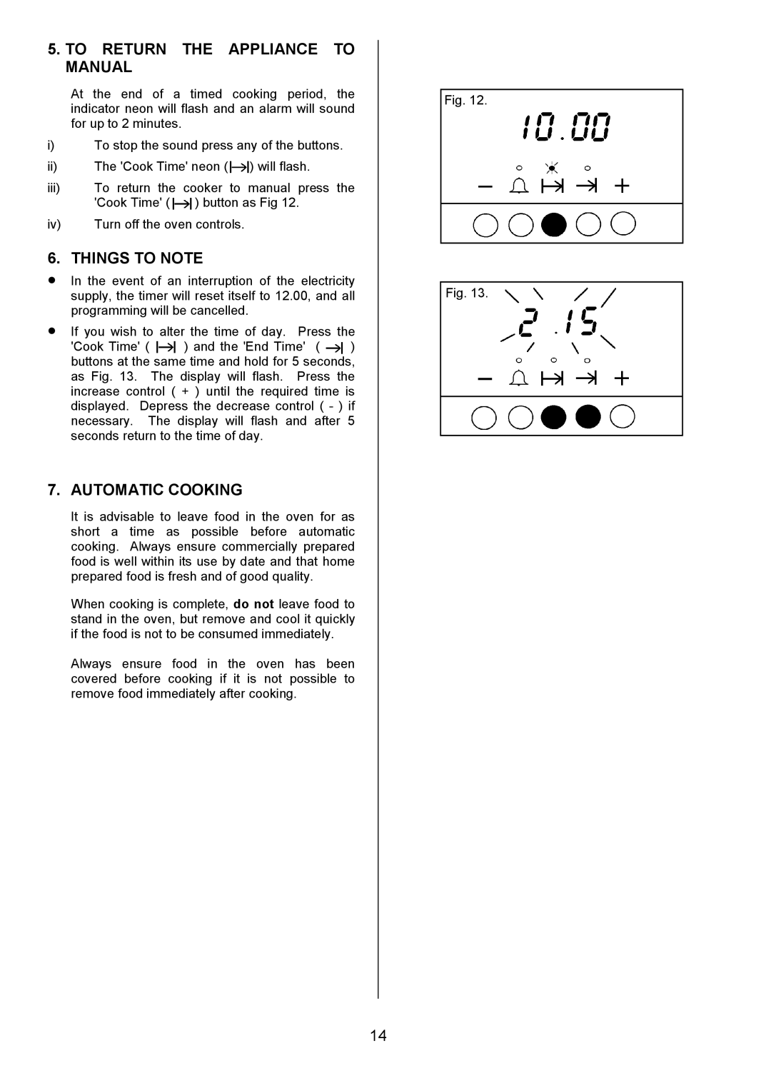 Zanussi ZCE 8020AX/CH manual To Return the Appliance to Manual, Things to Note, Automatic Cooking 