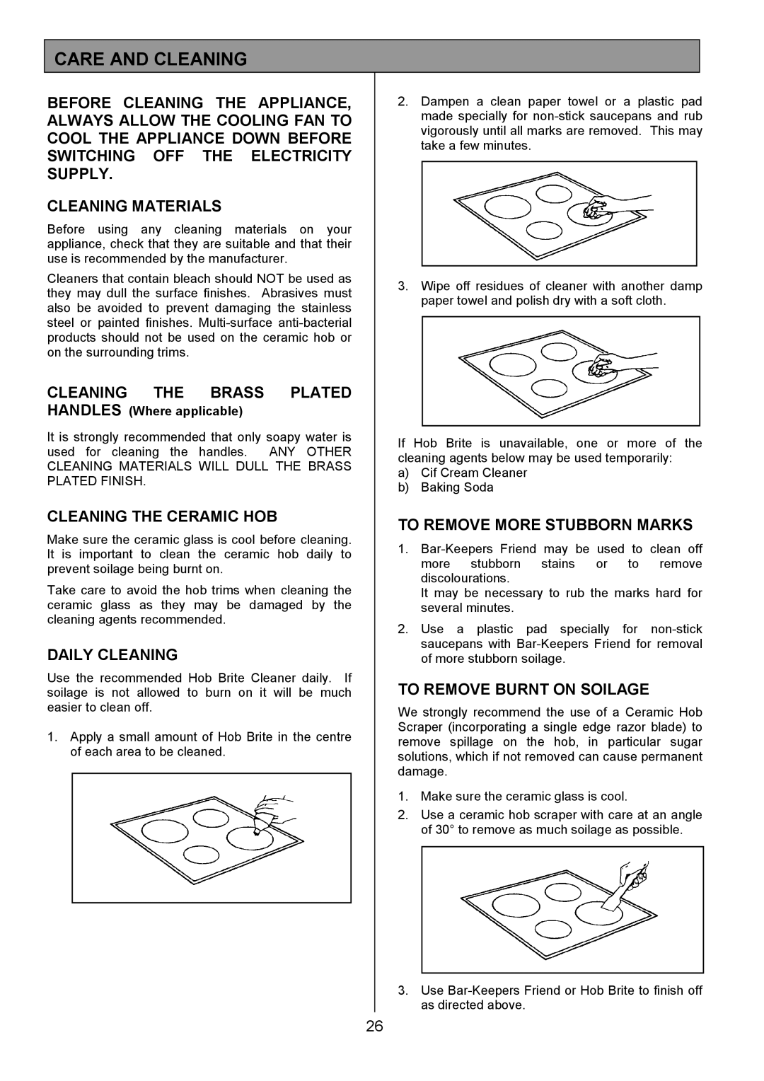 Zanussi ZCE 8020AX/CH manual Care and Cleaning 