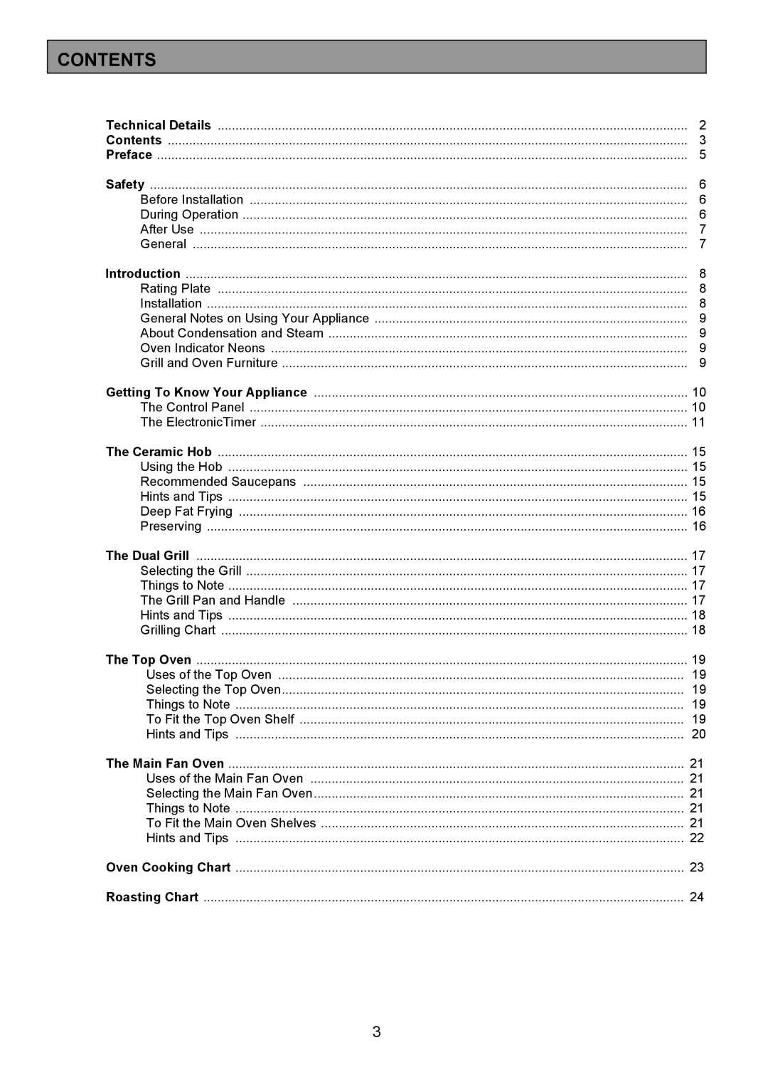 Zanussi ZCE 8020AX/CH manual Contents 