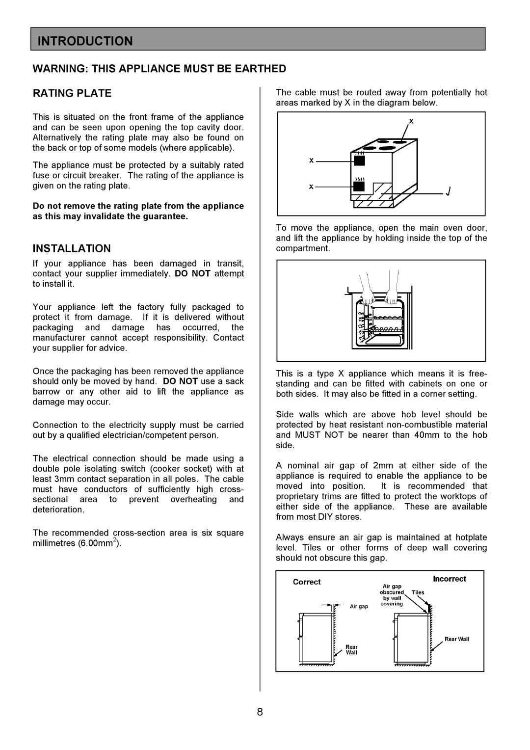 Zanussi ZCE 8020AX/CH manual Introduction, Rating Plate, Installation 