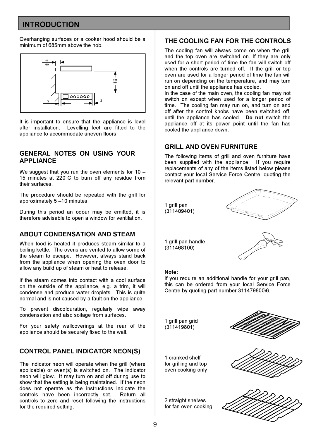 Zanussi ZCE 8021 manual General Notes on Using Your Appliance, About Condensation and Steam, Control Panel Indicator Neons 