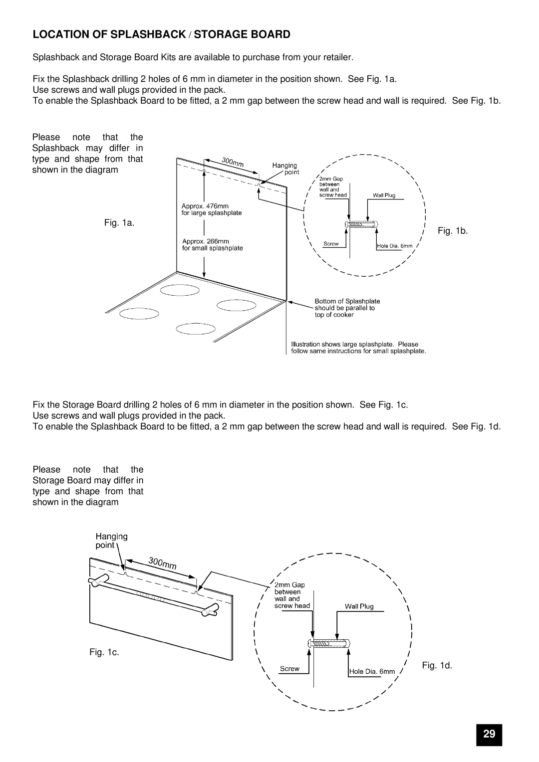 Zanussi ZCE ID manual Location of Splashback / Storage Board 