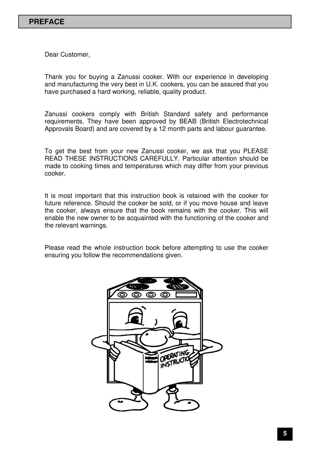 Zanussi ZCE ID manual Preface 