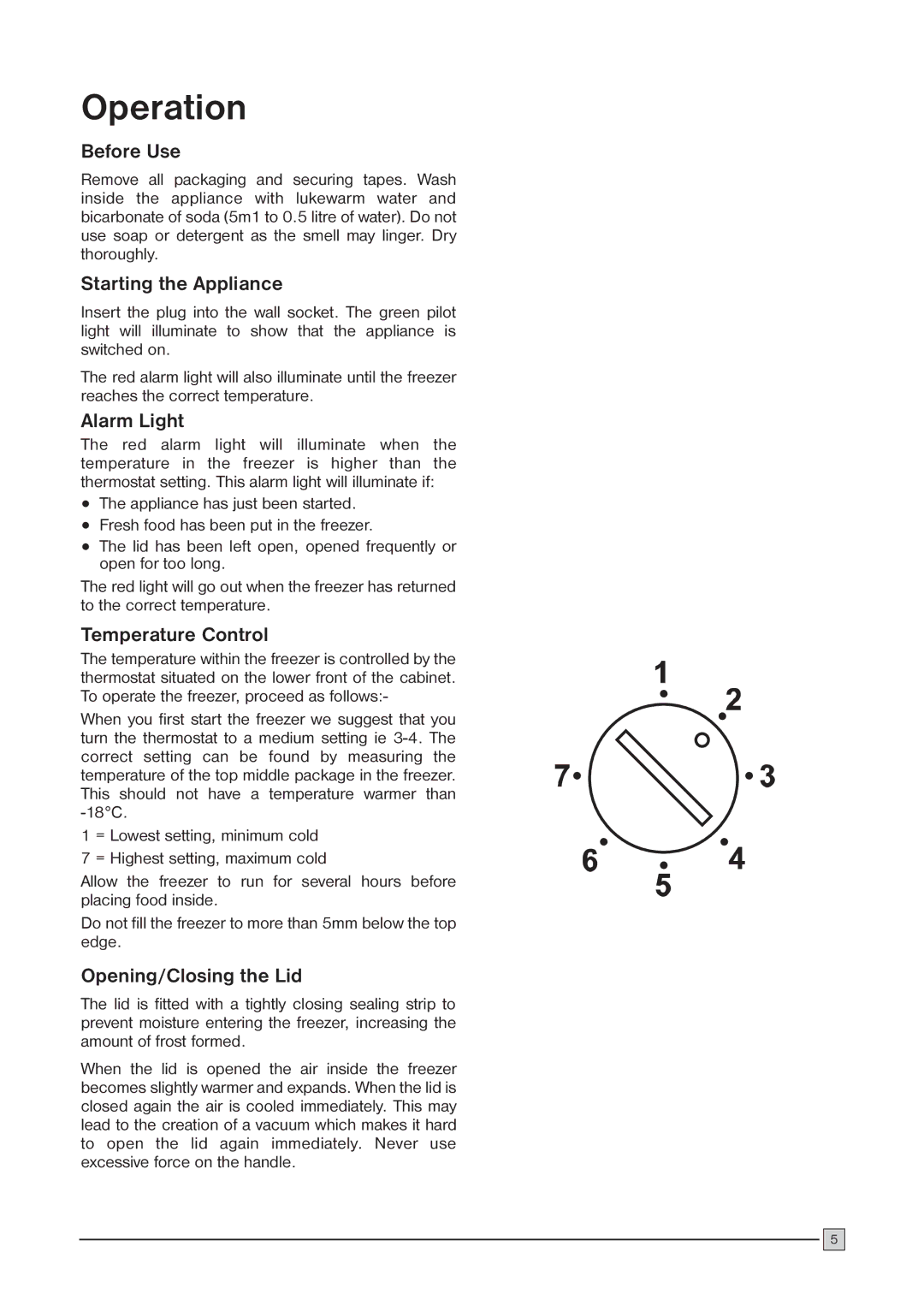 Zanussi ZCF 52 C installation manual Operation 