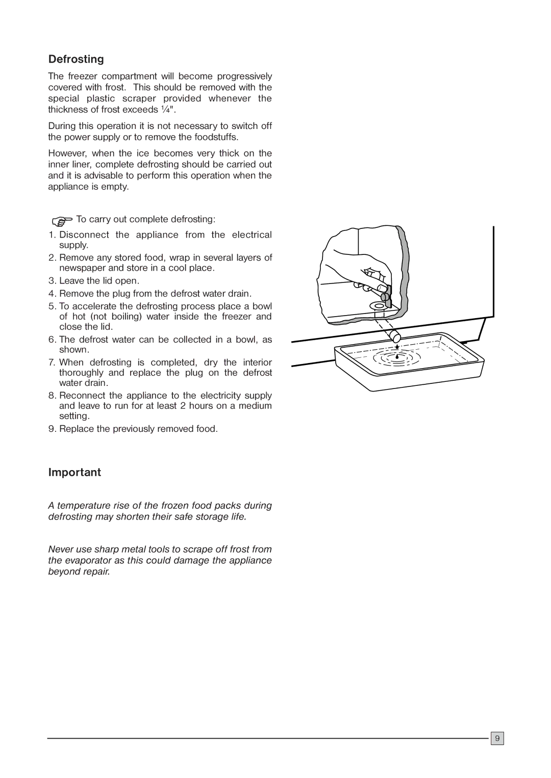 Zanussi ZCF 52 C installation manual Defrosting 